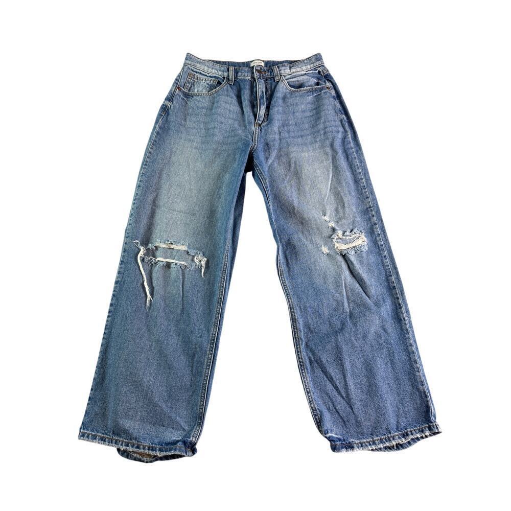 Sneak Peek Women's sz 11/W30 Distressed High-Rise Jeans Wide Leg